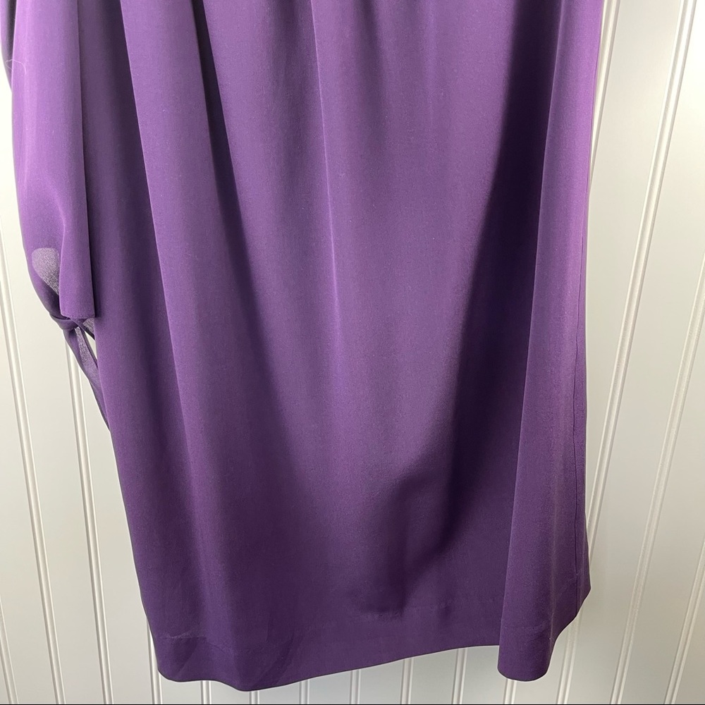 Madewell Silk Tie Sleeve Cold Shoulder Shift Dress Purple F9142 Size 6 - Picture 8 of 13